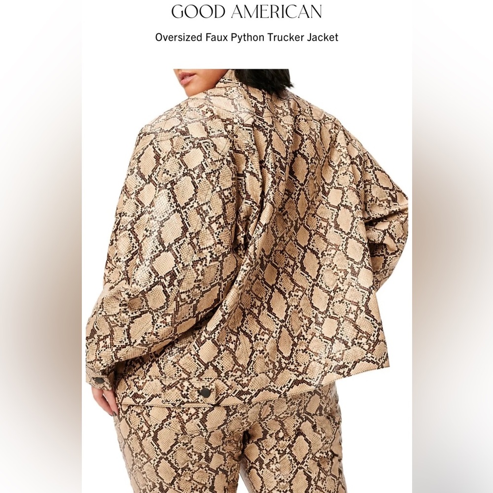 GOOD AMERICAN Oversized Faux Python Trucker Jacket - Picture 8 of 8